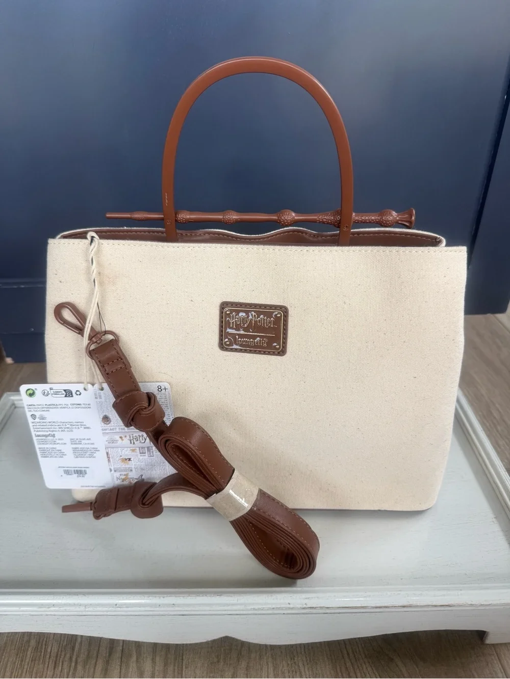 Loungefly Cream Canvas  Harry Potter  Tote with Brown Trim & Floral Zip Wallet